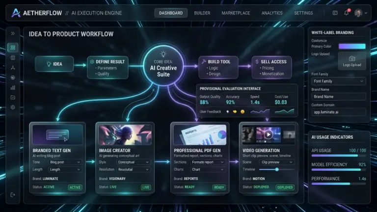 AI Execution Engine no-code AI tool builder dashboard for creating branded AI products